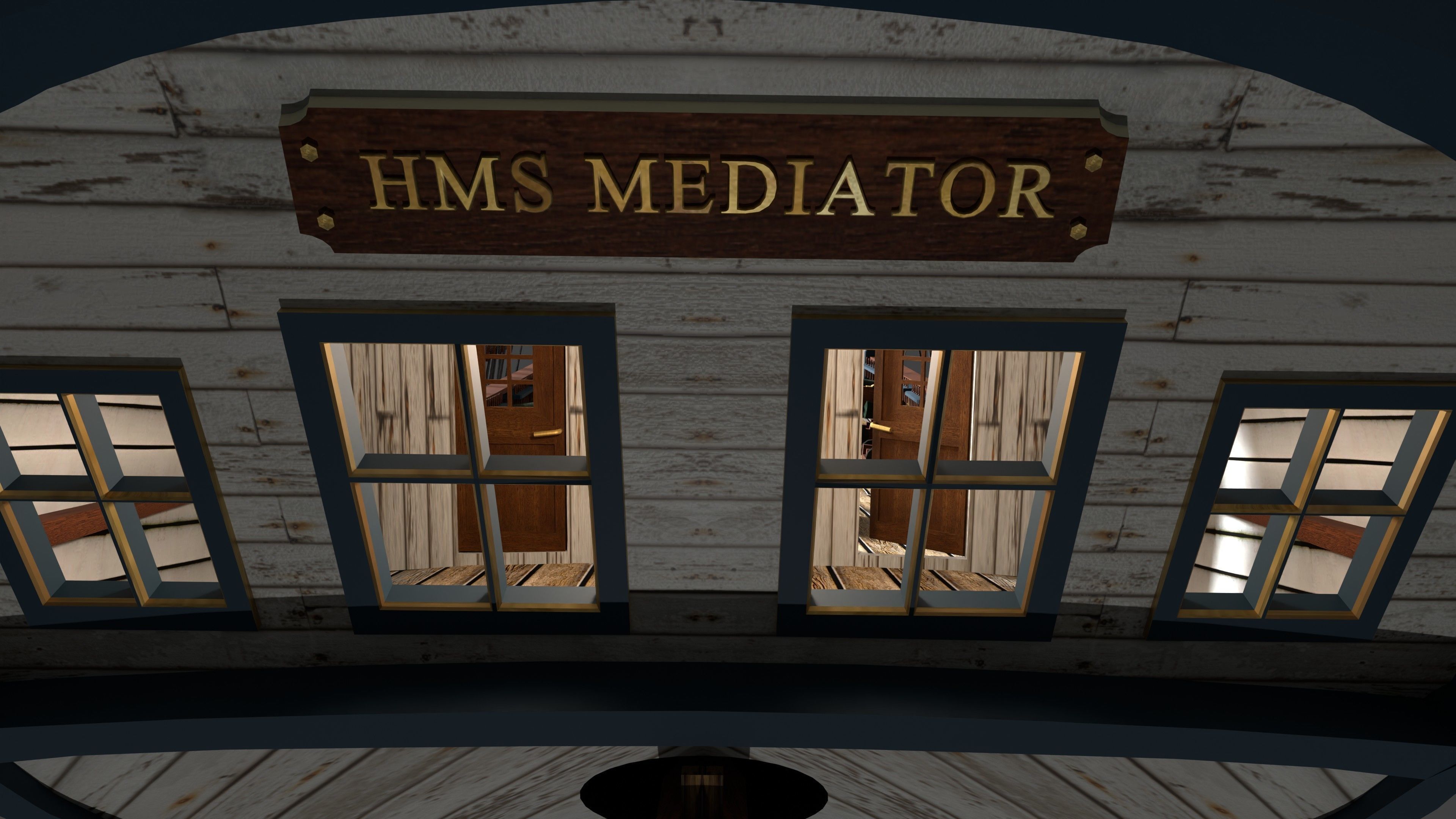 British Sloop MEDIATOR - Gunship 1745 Low-poly 3D model_8