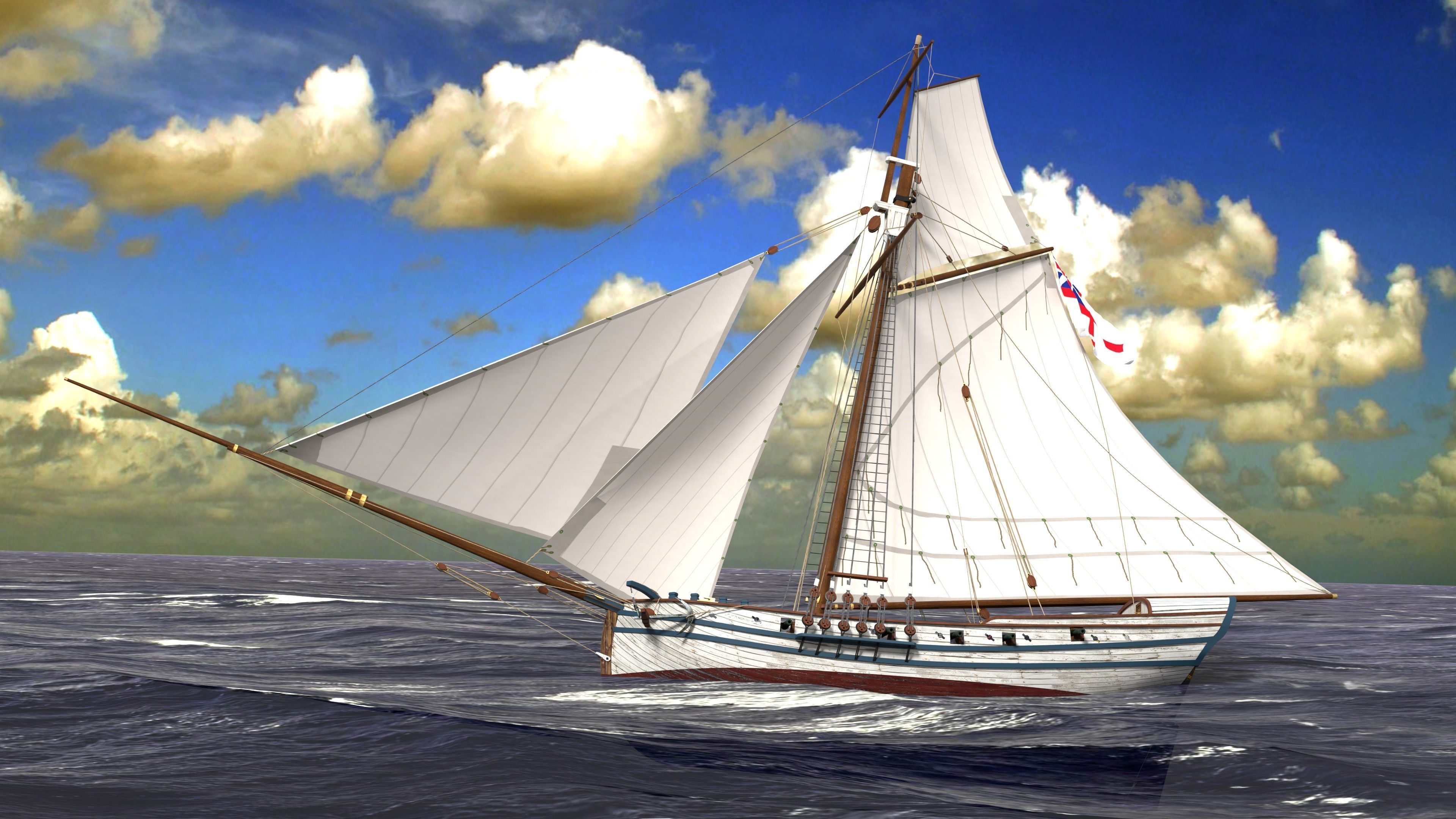 British Sloop MEDIATOR - Gunship 1745 Low-poly 3D model_1