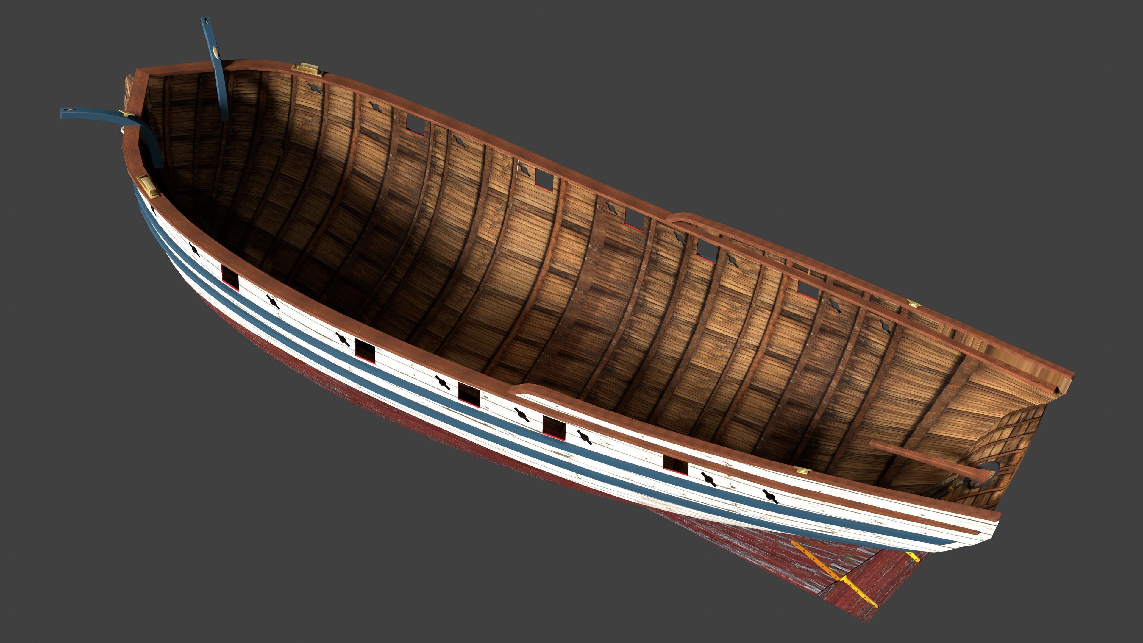 British Sloop MEDIATOR - Gunship 1745 Low-poly 3D model_13