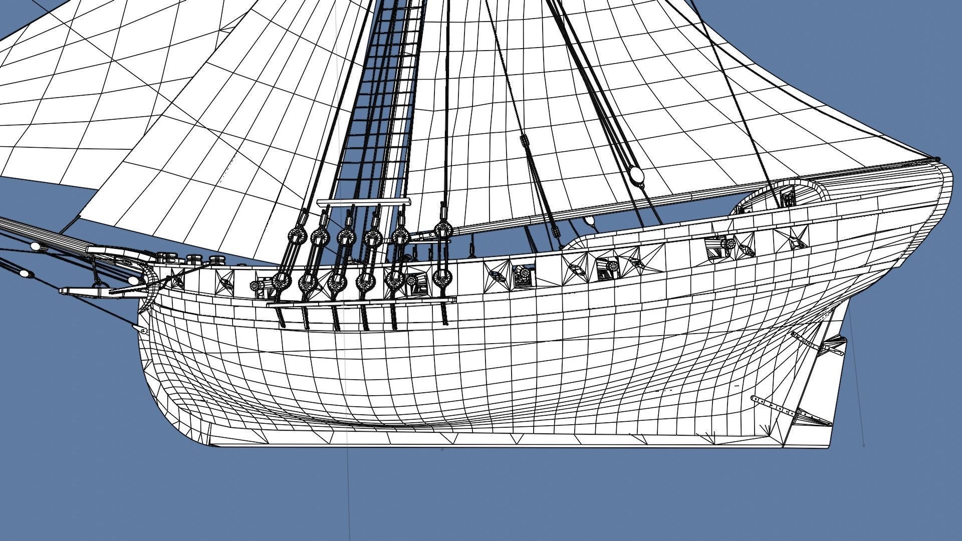 British Sloop MEDIATOR - Gunship 1745 Low-poly 3D model_20