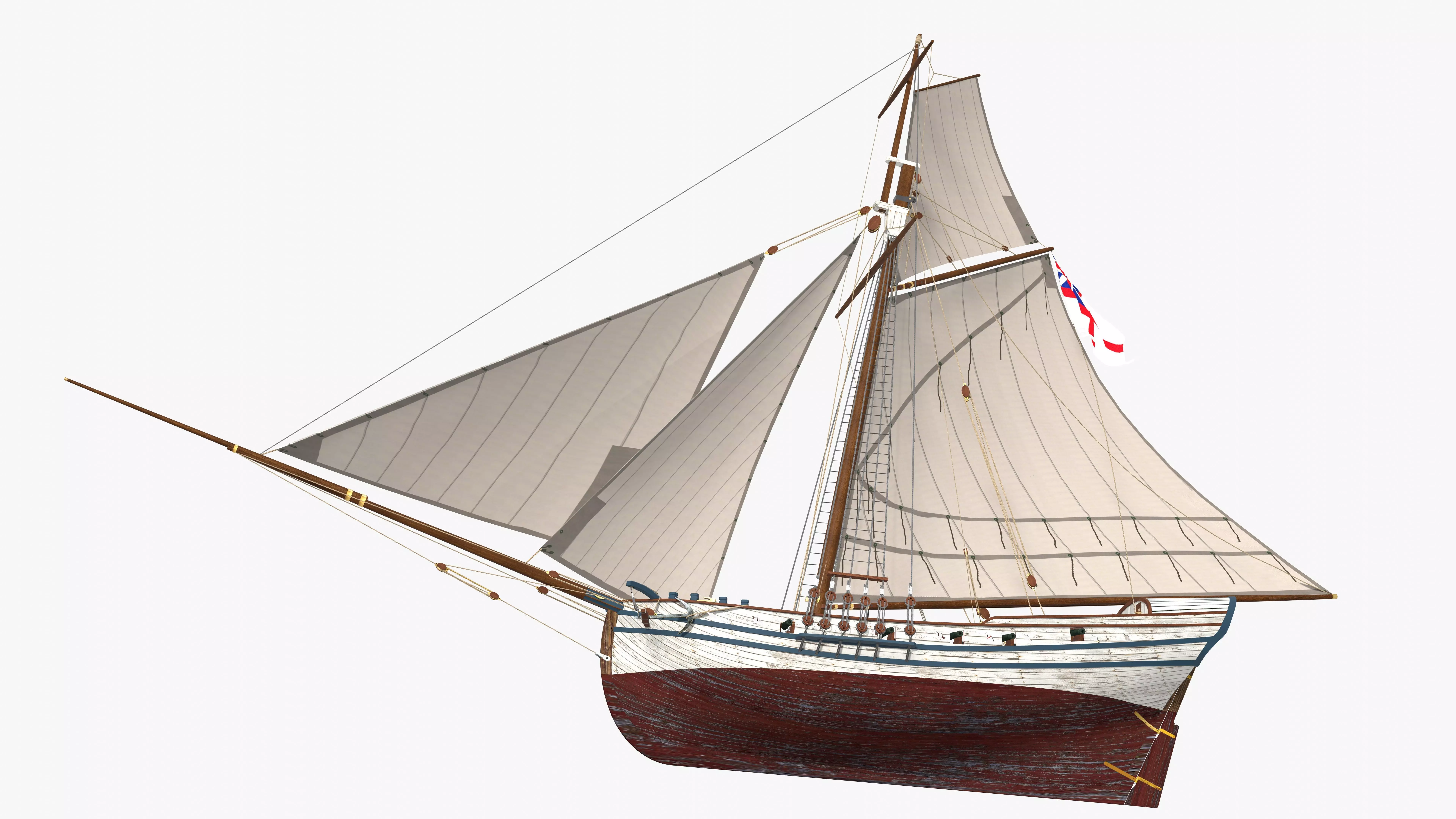 British Sloop MEDIATOR - Gunship 1745 Low-poly 3D model_0