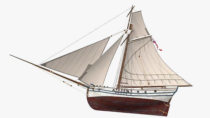 British Sloop MEDIATOR - Gunship 1745 Low-poly 3D model