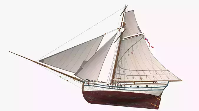 British Sloop MEDIATOR - Gunship 1745 Low-poly 3D model