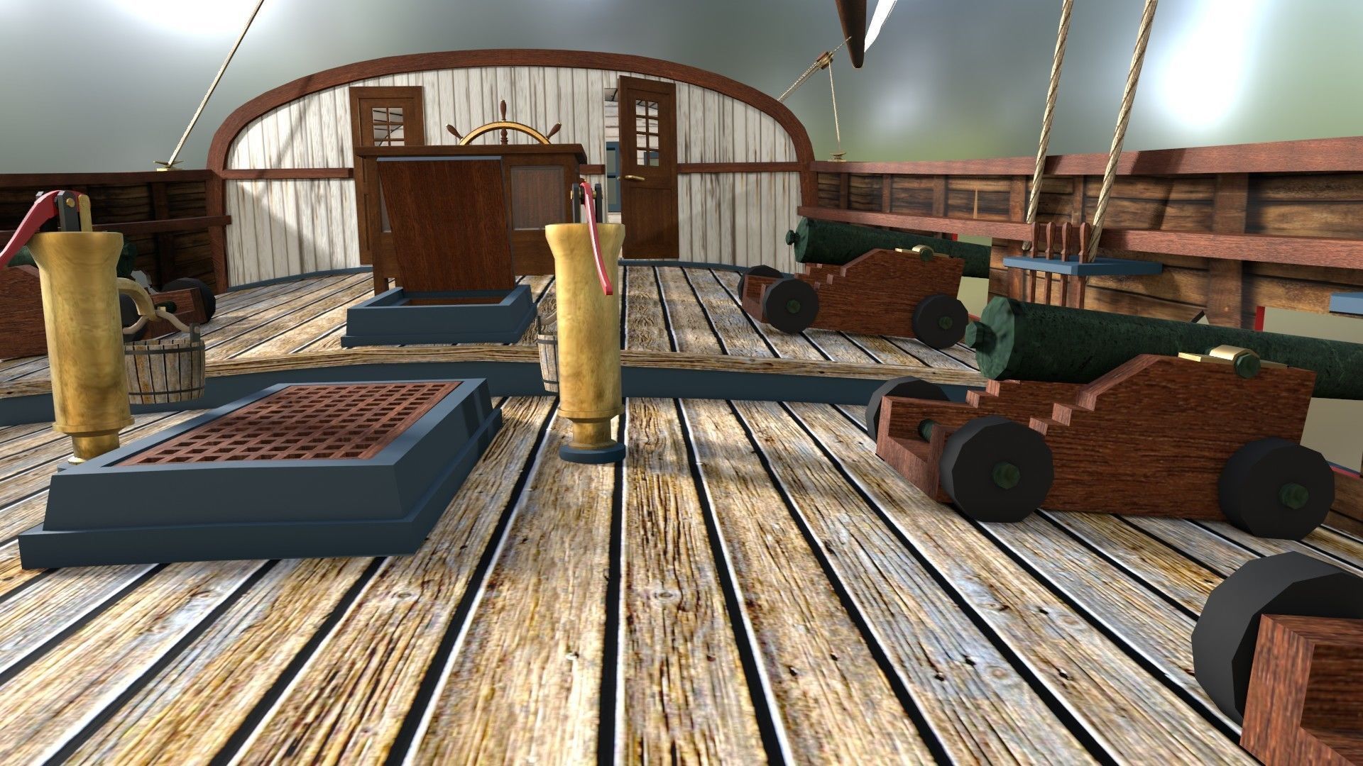 British Sloop MEDIATOR - Gunship 1745 Low-poly 3D model_11