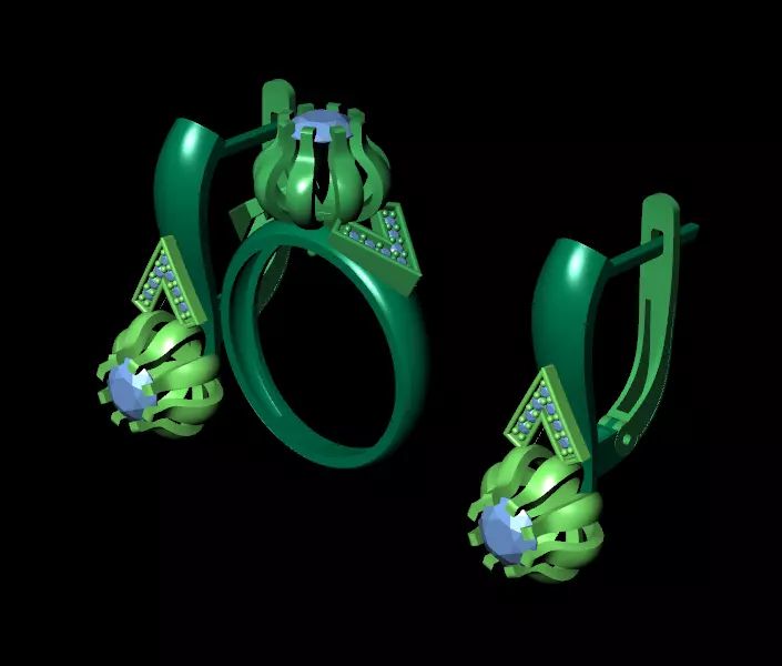 Ring and earrings Free 3D print model