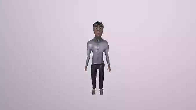 Low-poly asian alien guy