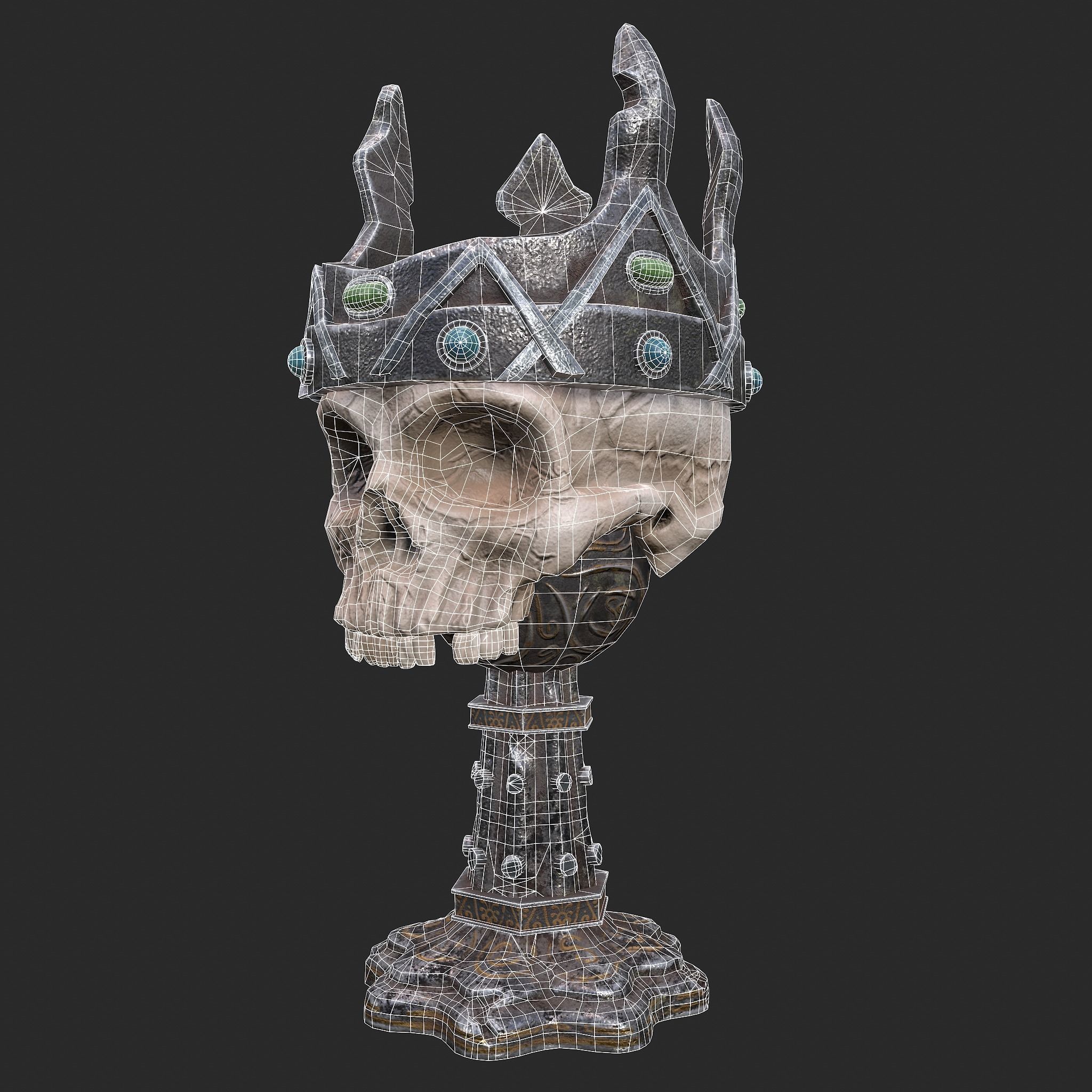 Skull Chalice Low-poly 3D model_19