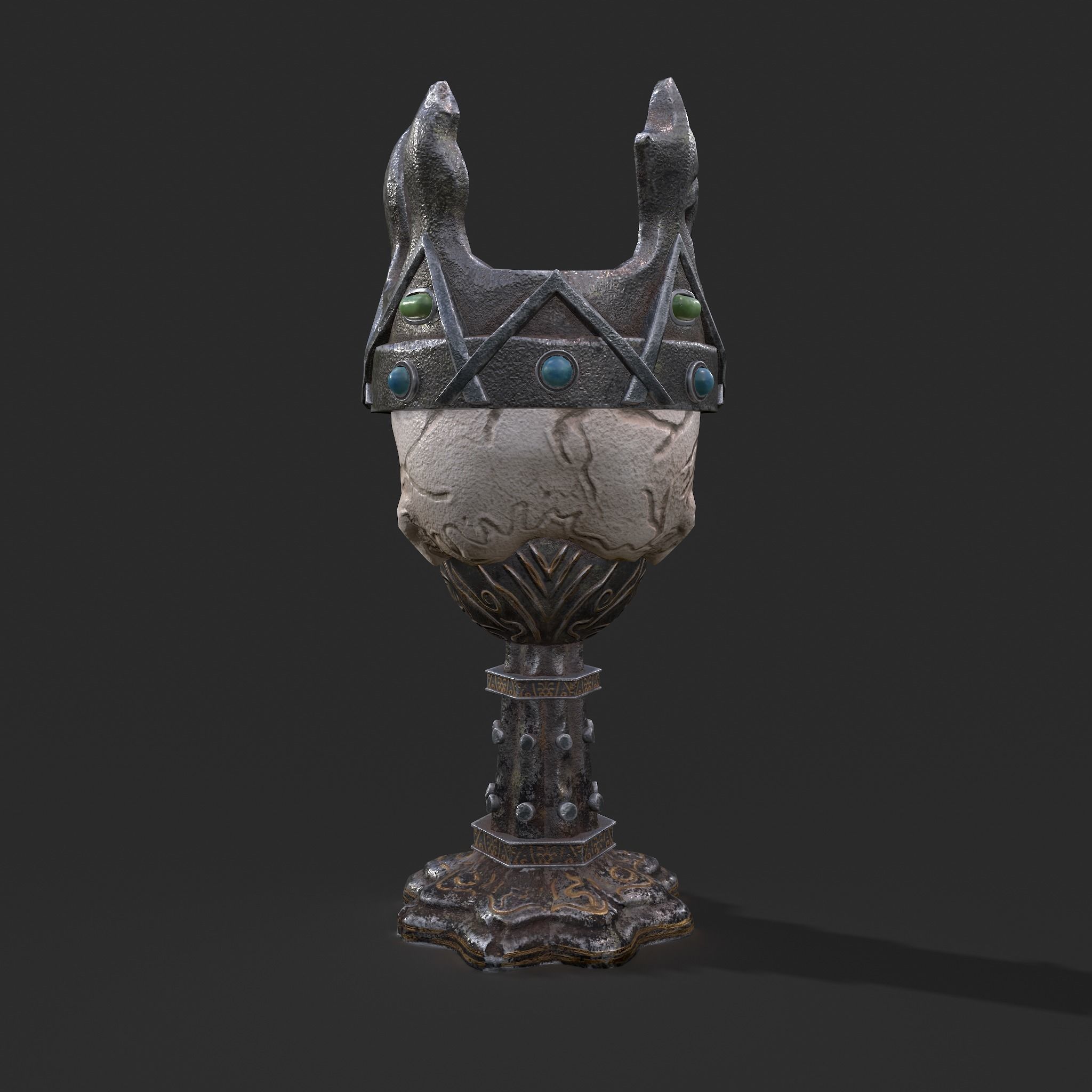 Skull Chalice Low-poly 3D model_6