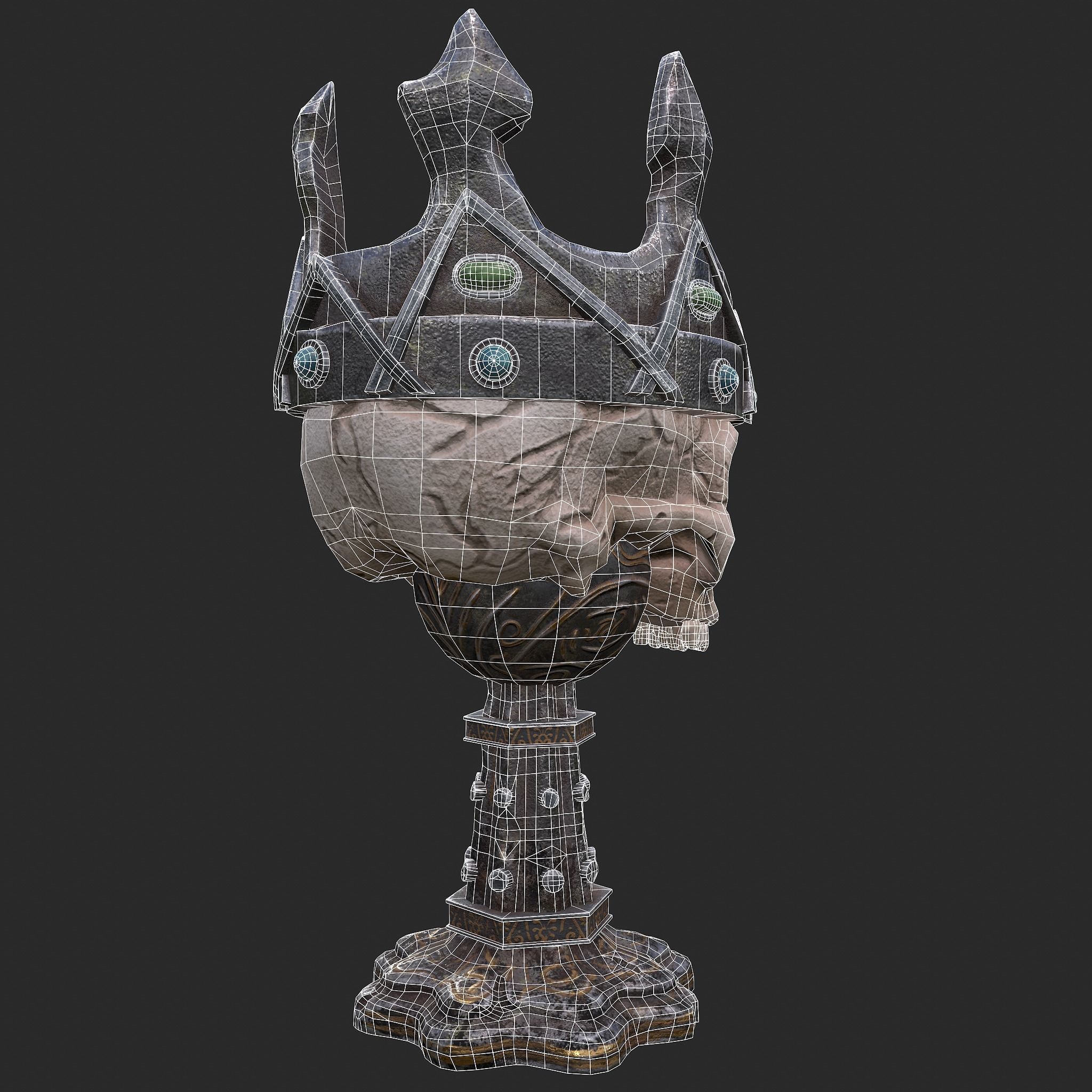 Skull Chalice Low-poly 3D model_23
