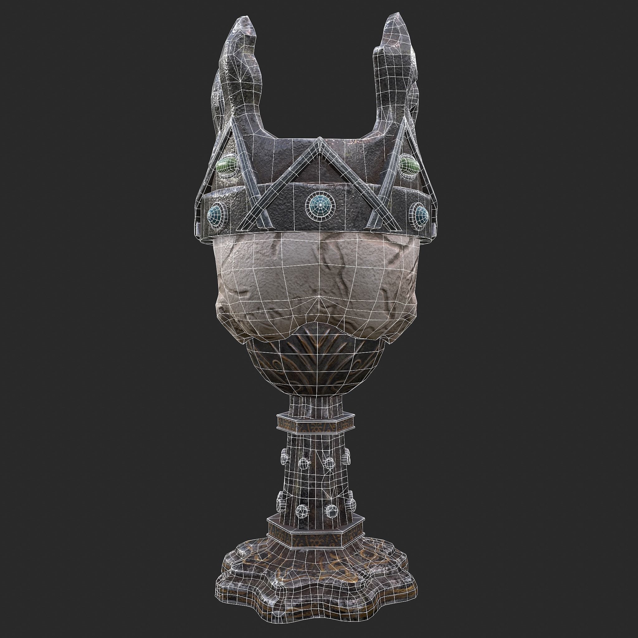 Skull Chalice Low-poly 3D model_22