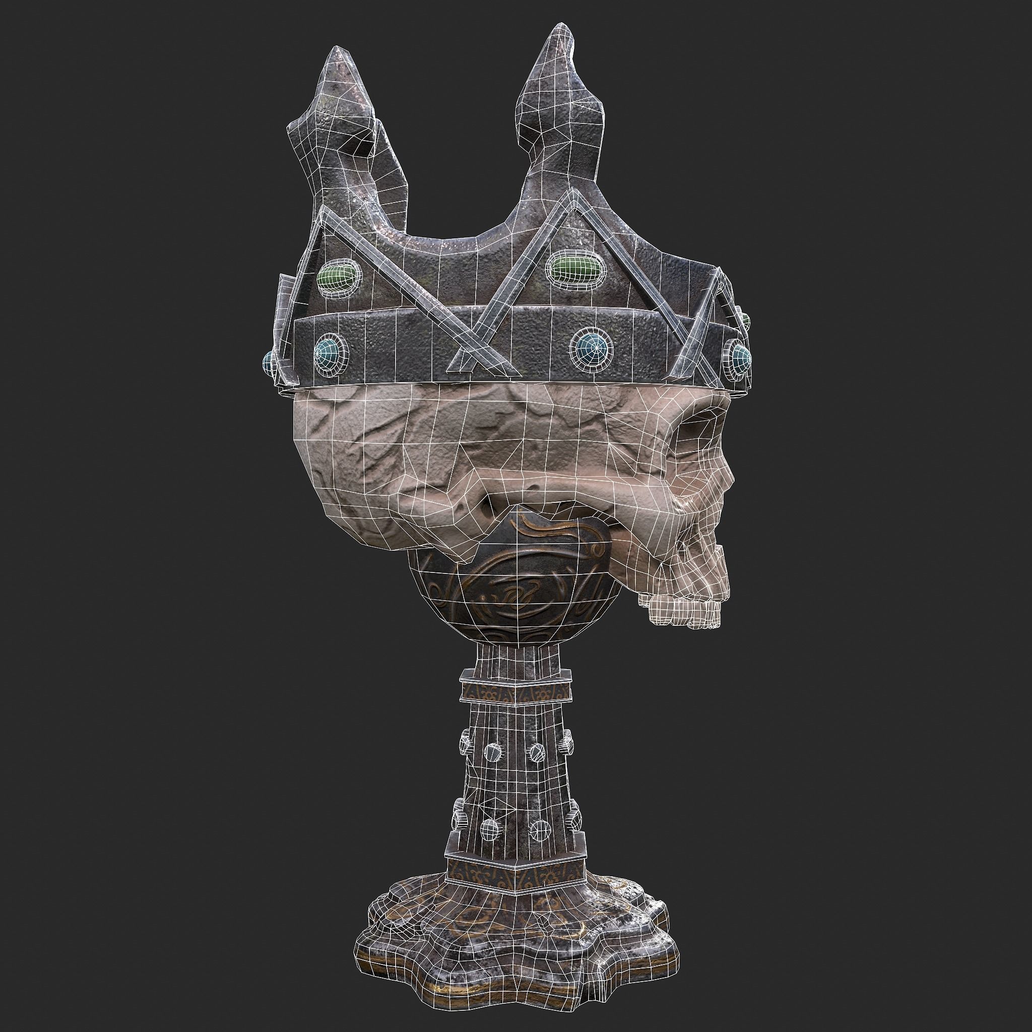 Skull Chalice Low-poly 3D model_24