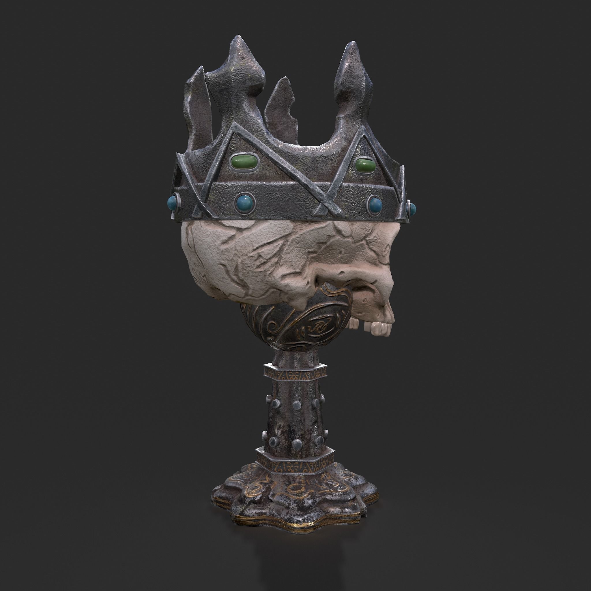 Skull Chalice Low-poly 3D model_7
