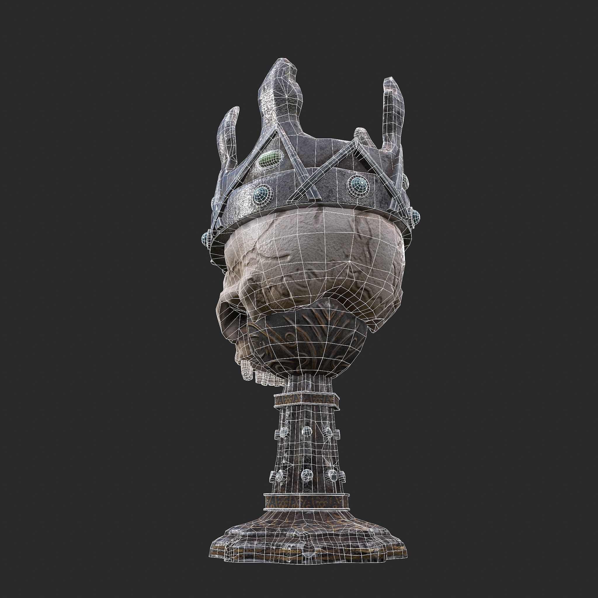 Skull Chalice Low-poly 3D model_30