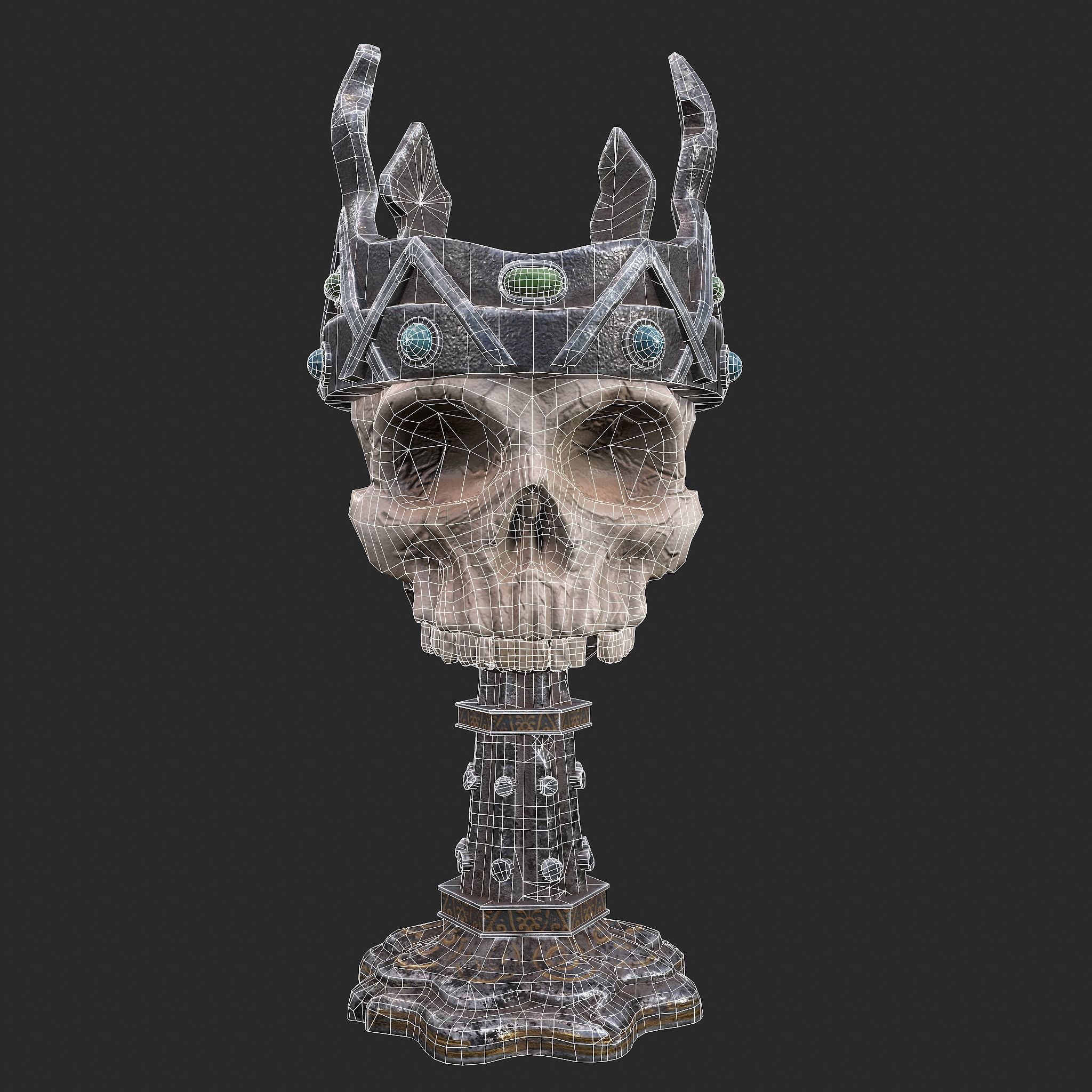 Skull Chalice Low-poly 3D model_18