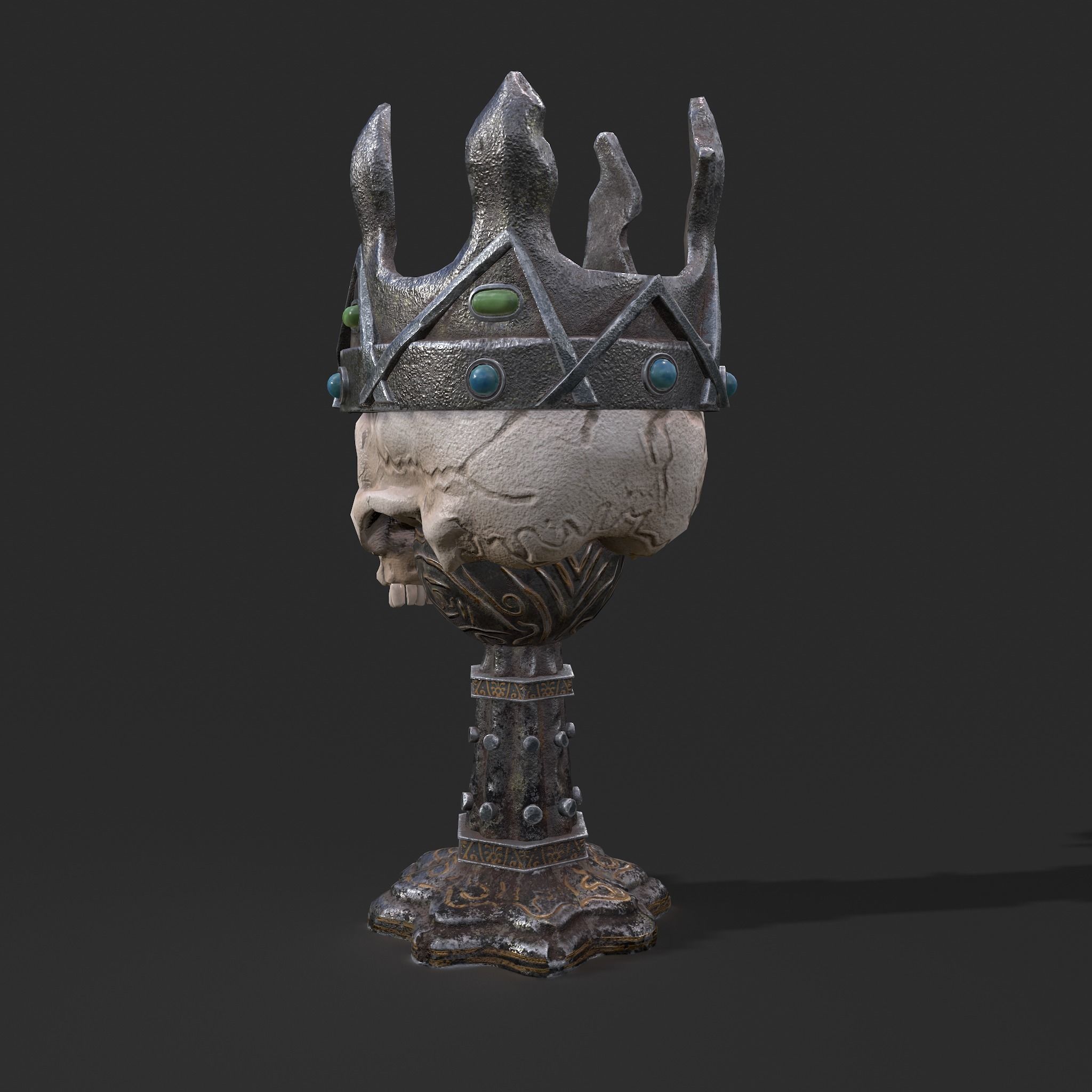 Skull Chalice Low-poly 3D model_5