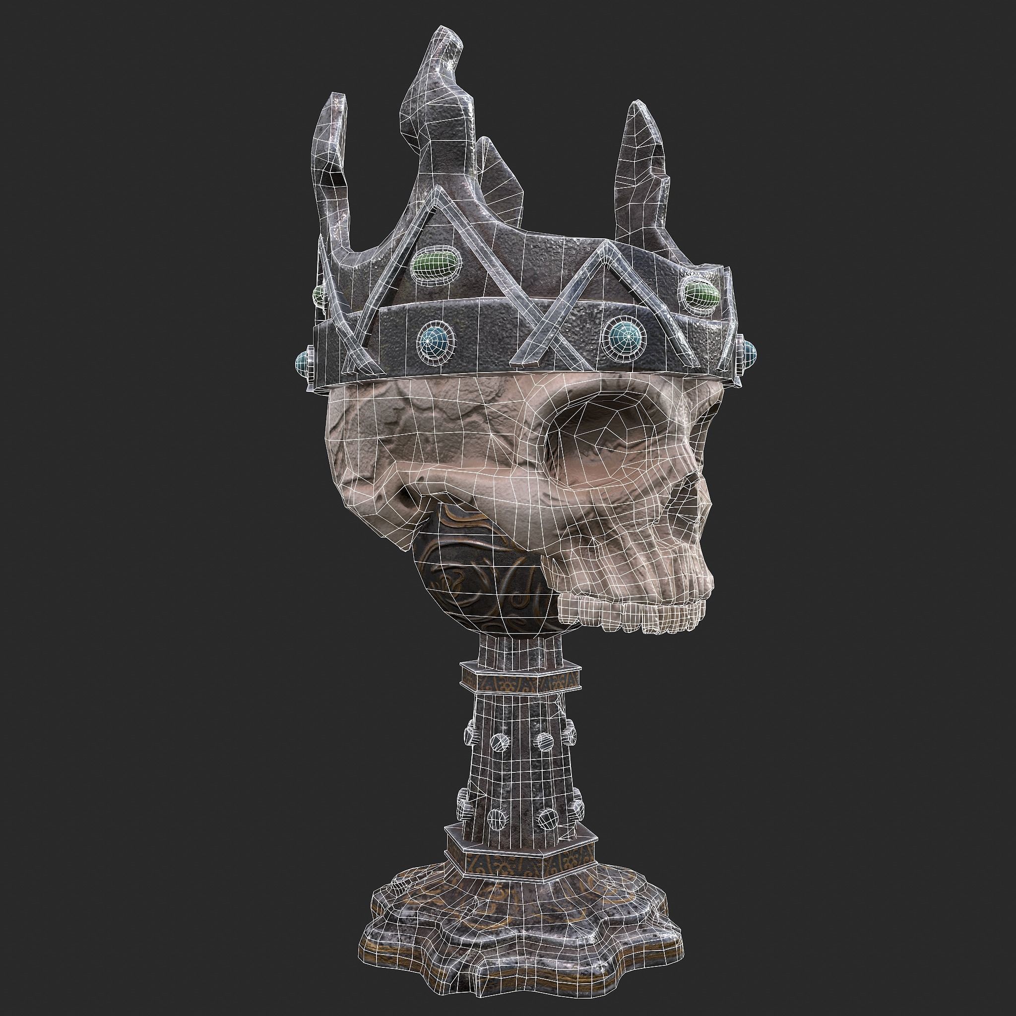 Skull Chalice Low-poly 3D model_25