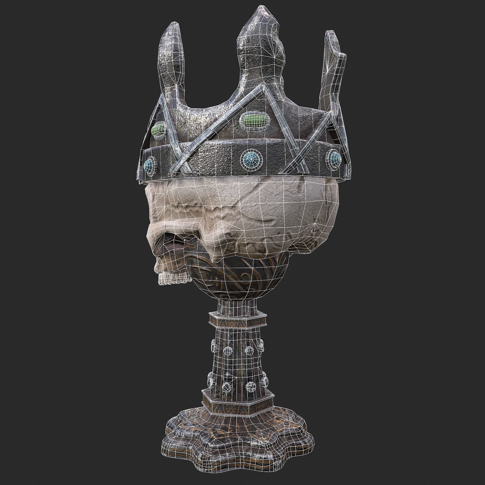 Skull Chalice Low-poly 3D model_21