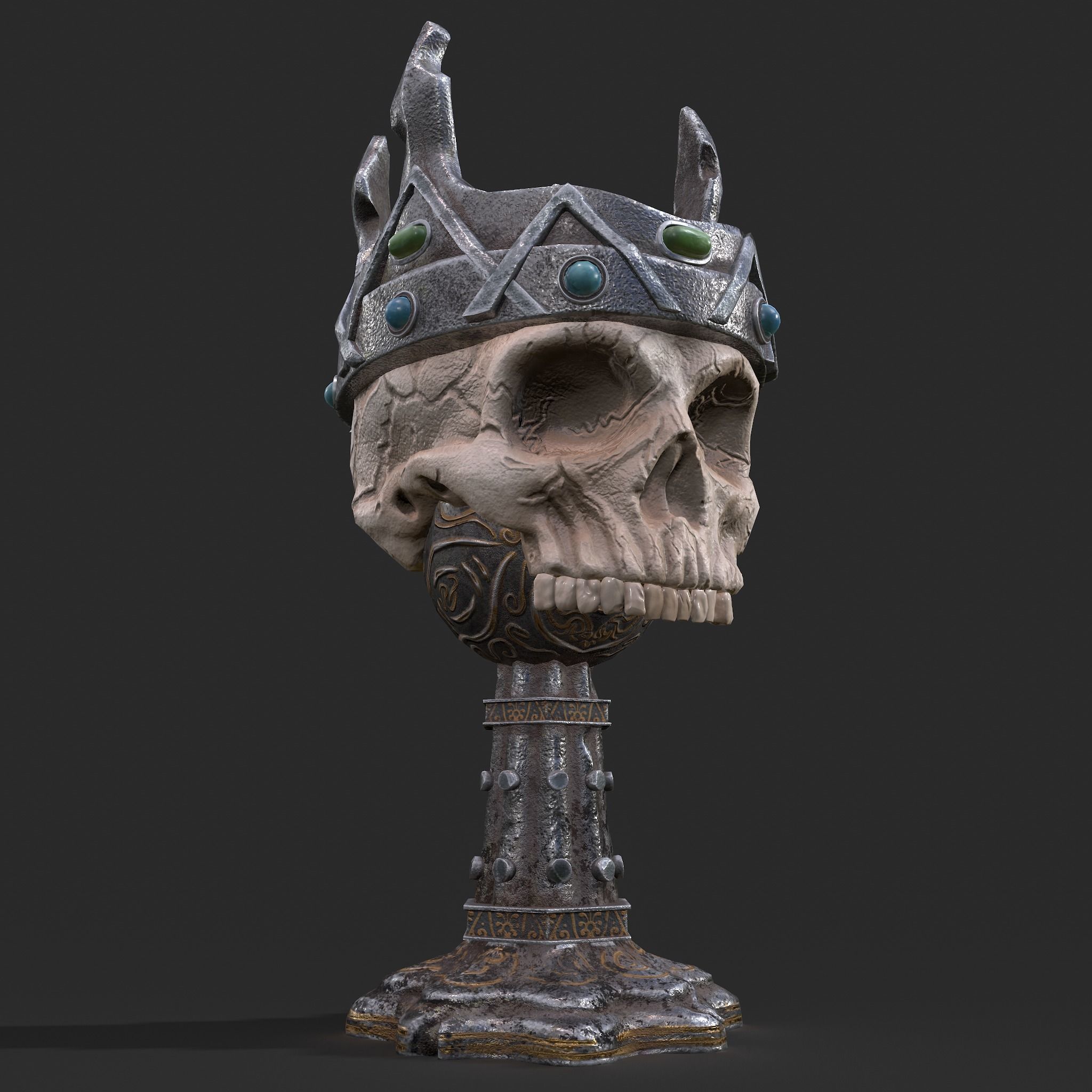 Skull Chalice Low-poly 3D model_12