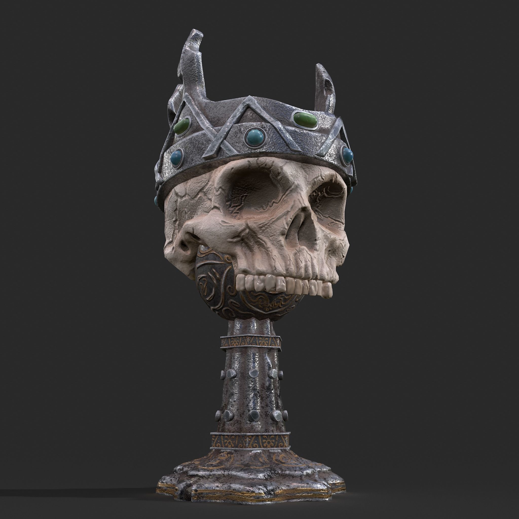 Skull Chalice Low-poly 3D model_15