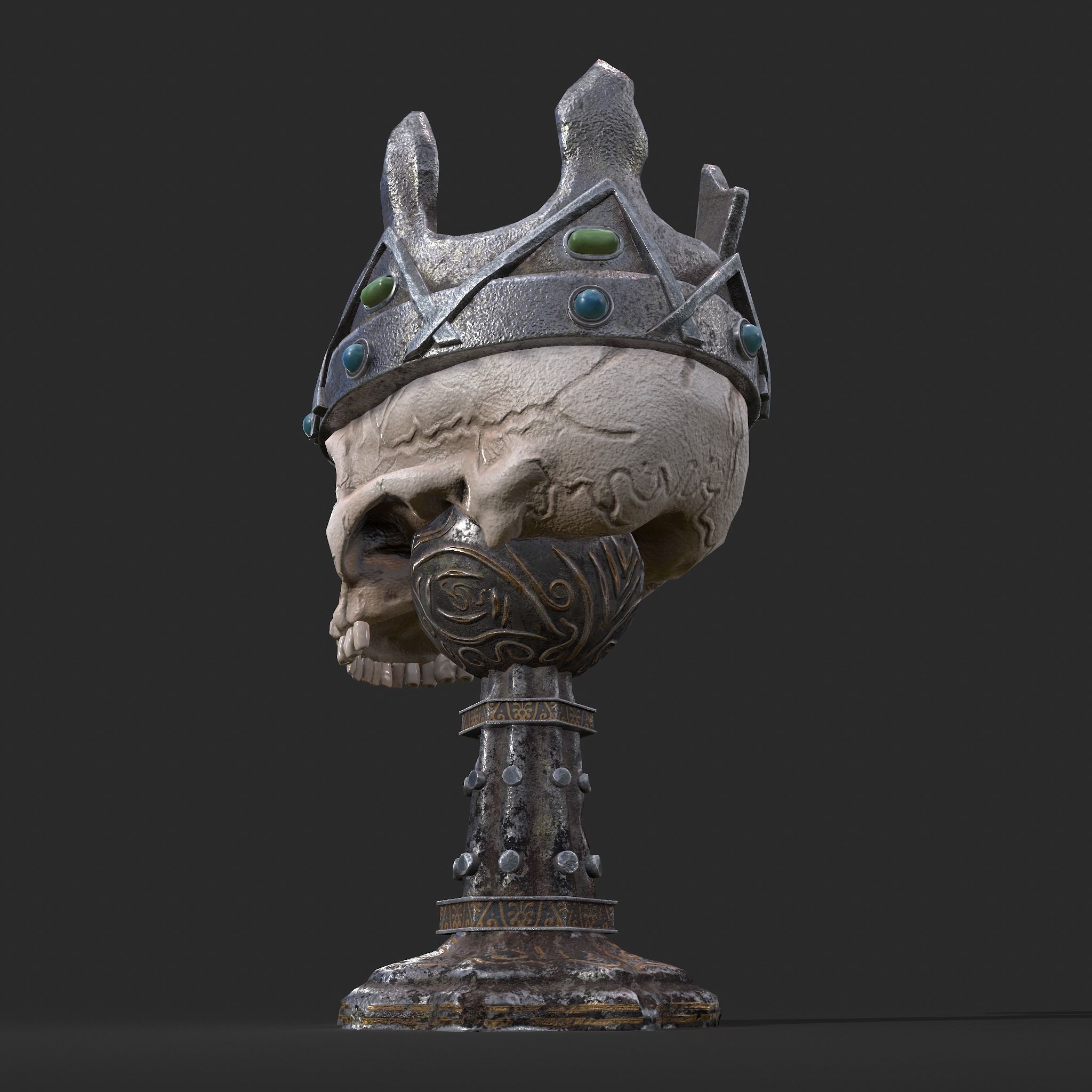 Skull Chalice Low-poly 3D model_13