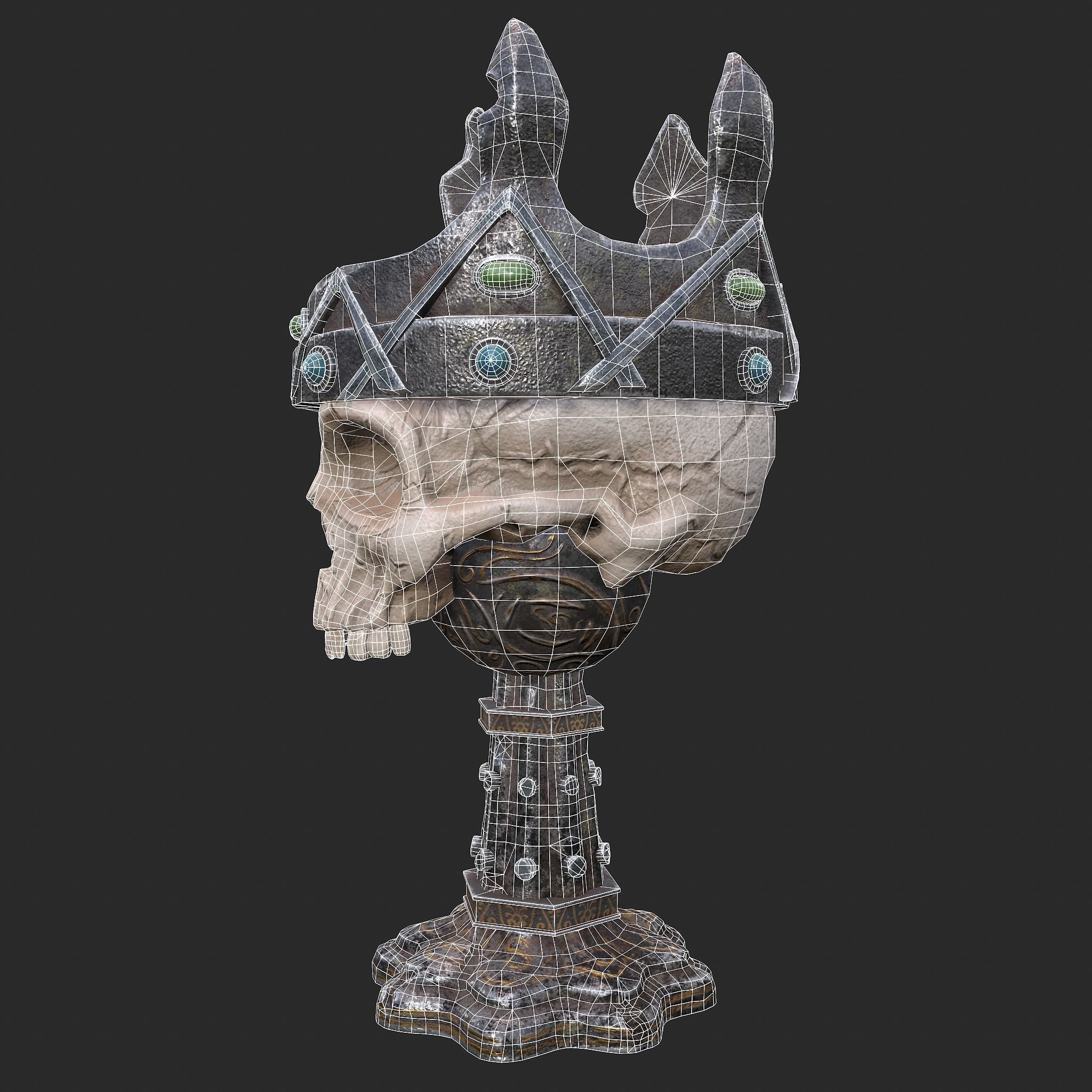 Skull Chalice Low-poly 3D model_20
