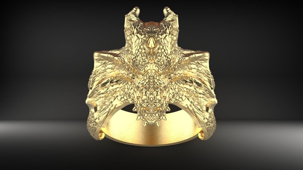 Dragon Phoenix Biker Ring    3D print model_30