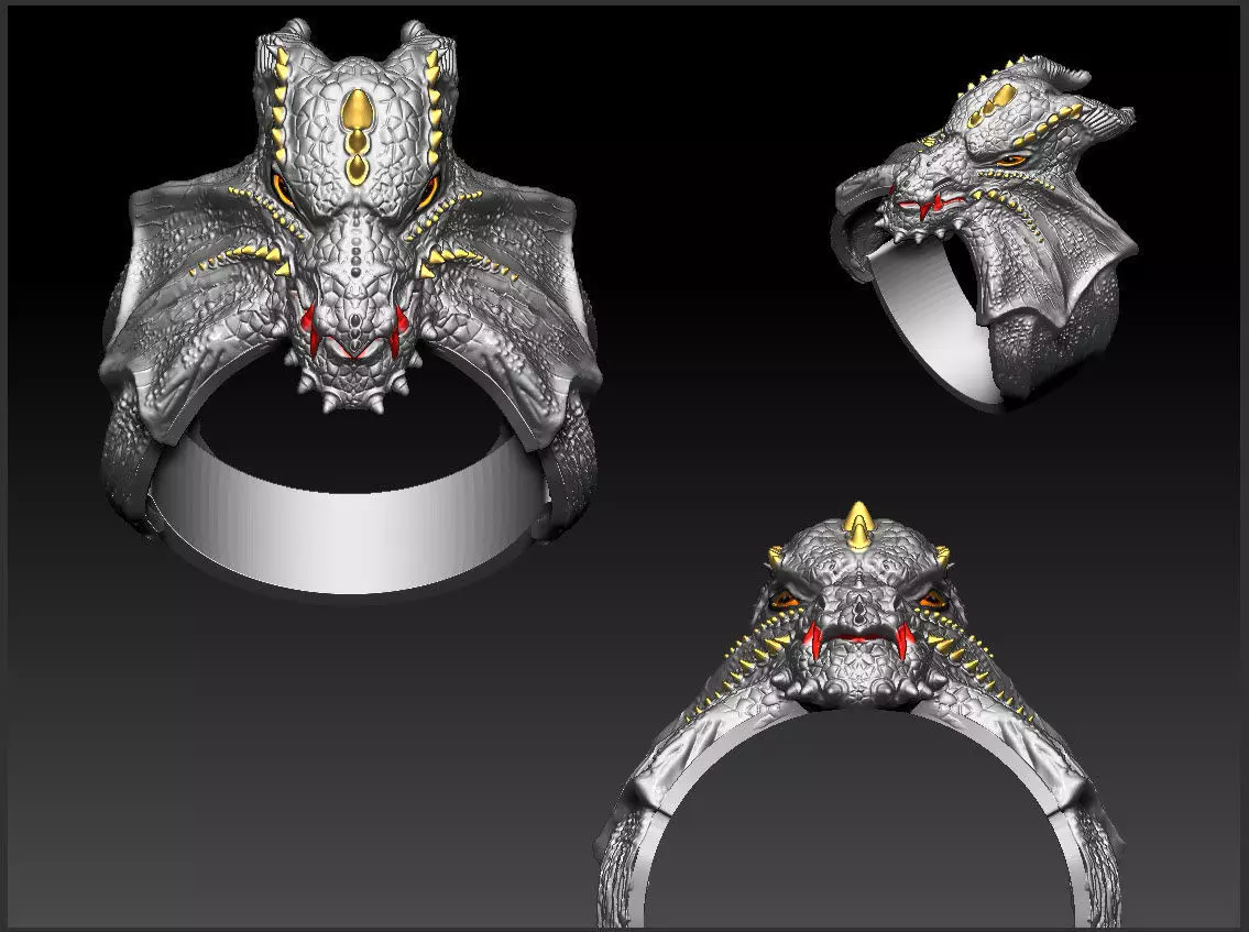 Dragon Phoenix Biker Ring    3D print model_0