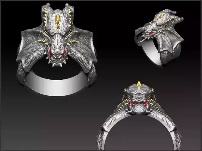 Dragon Phoenix Biker Ring   