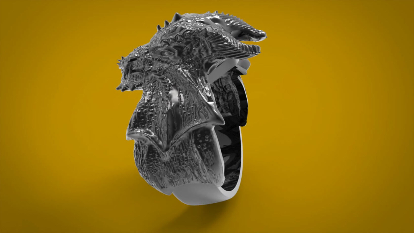 Dragon Phoenix Biker Ring    3D print model_8