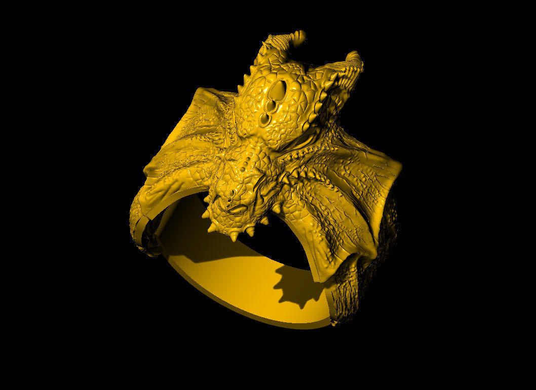 Dragon Phoenix Biker Ring    3D print model_6