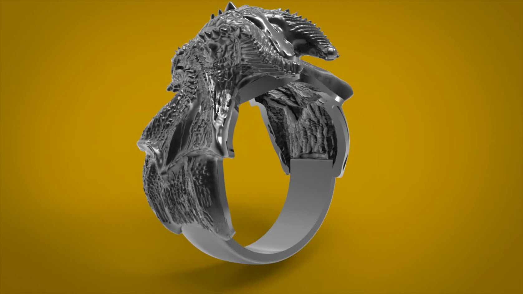 Dragon Phoenix Biker Ring    3D print model_10