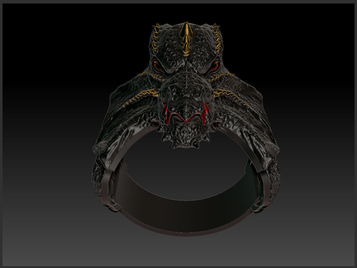 Dragon Phoenix Biker Ring    3D print model_3