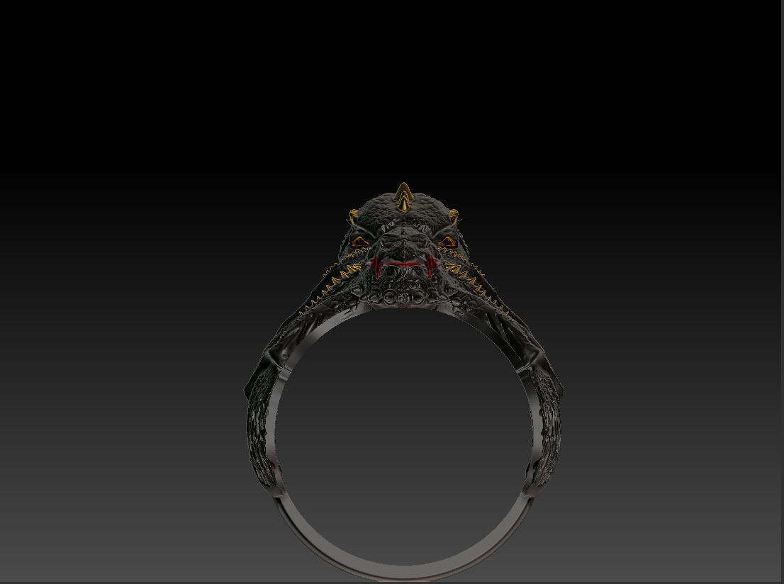 Dragon Phoenix Biker Ring    3D print model_9