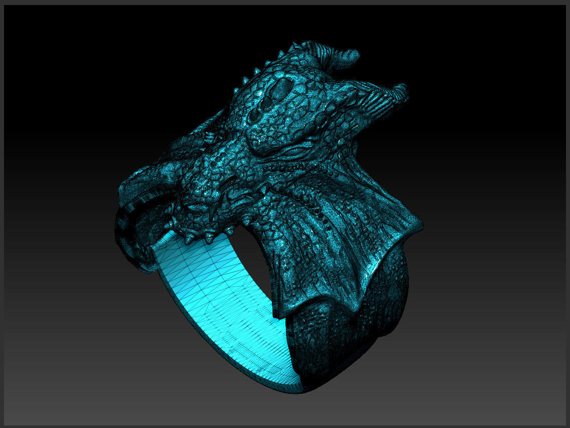 Dragon Phoenix Biker Ring    3D print model_7