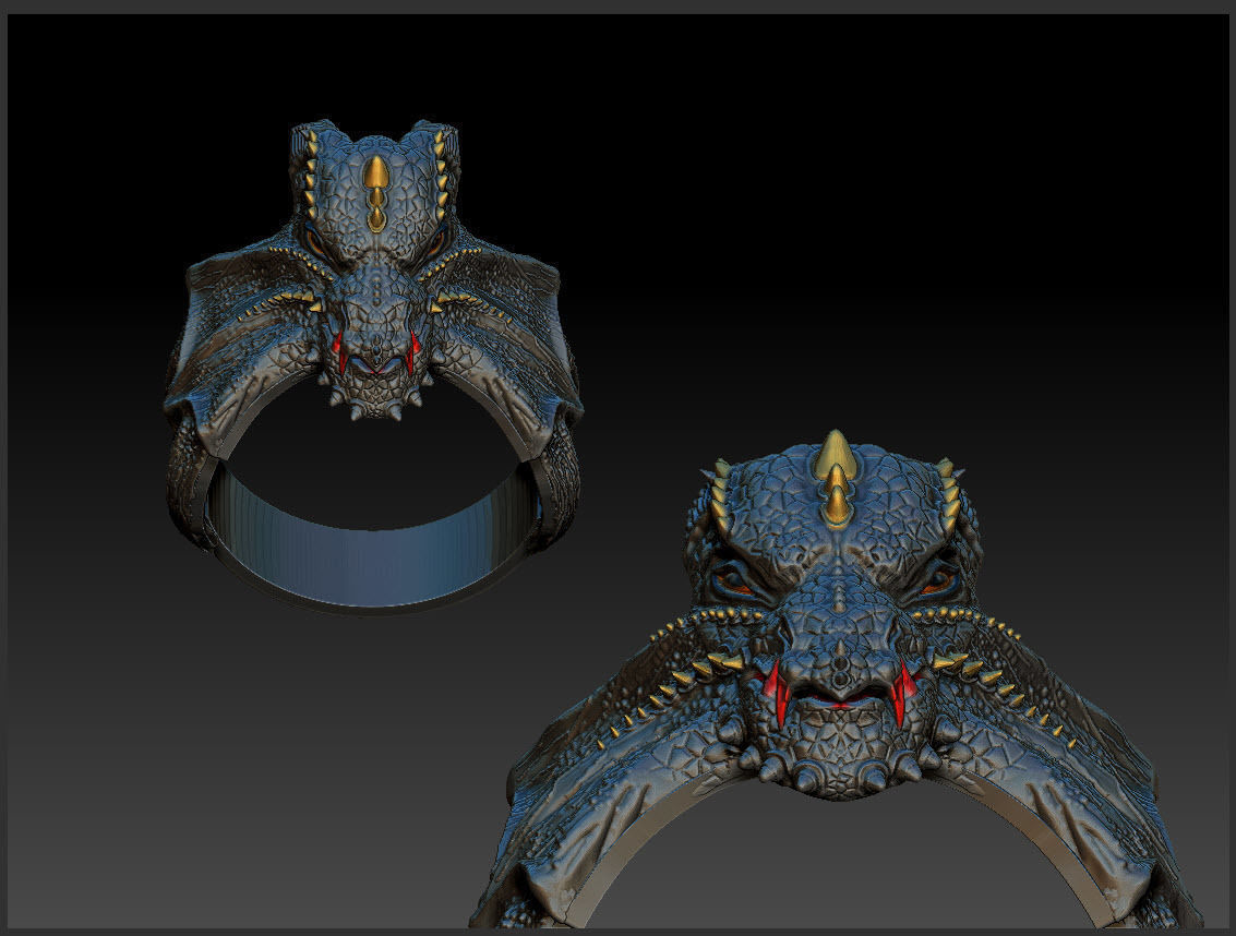 Dragon Phoenix Biker Ring    3D print model_5