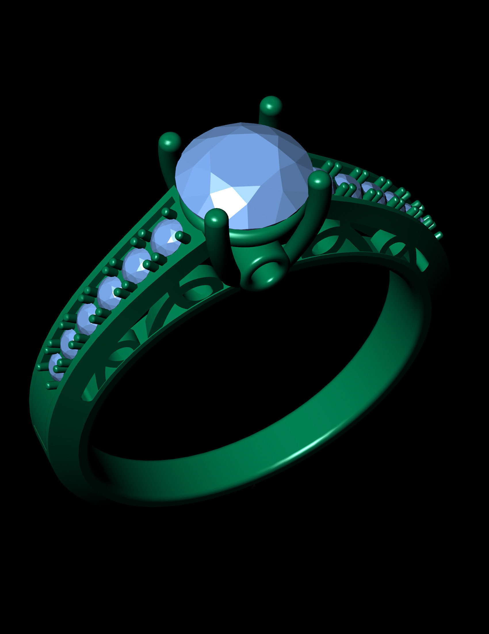 diamond ring 3D print model_2