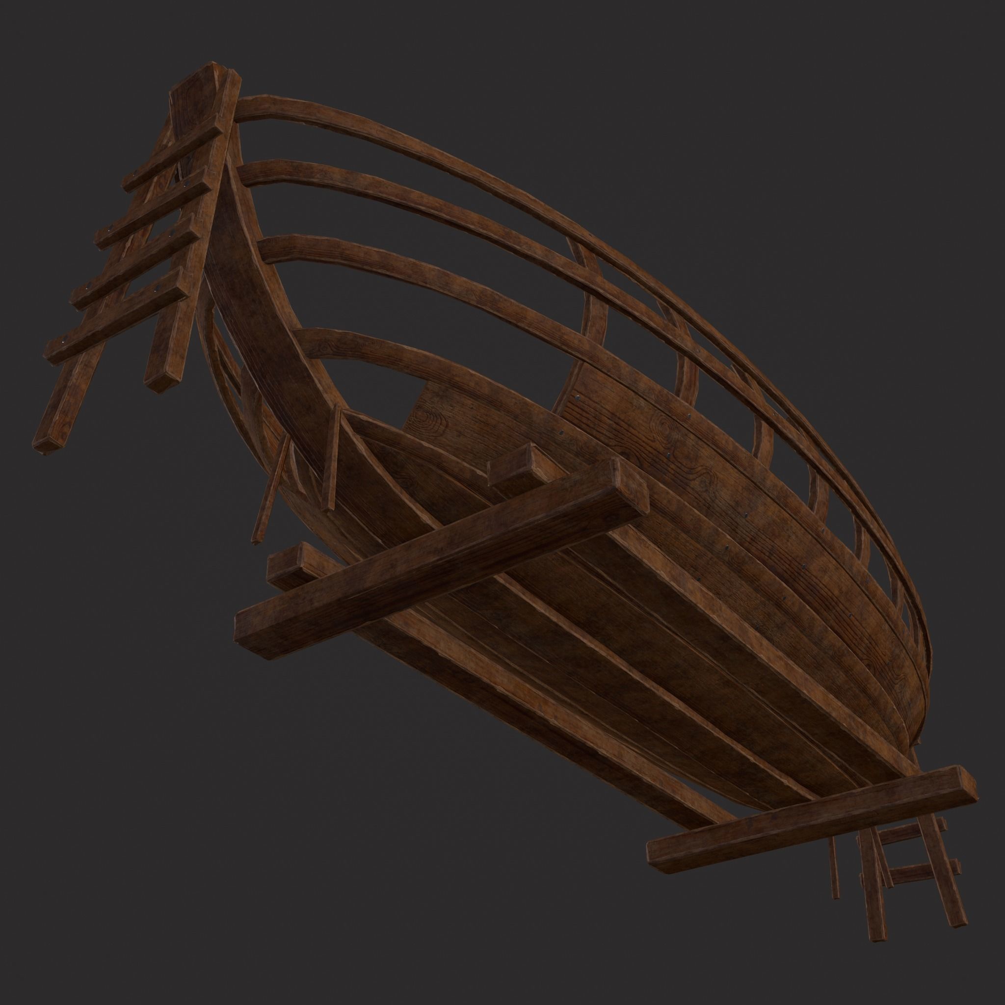 Half Built Viking Boat Low-poly 3D model_11