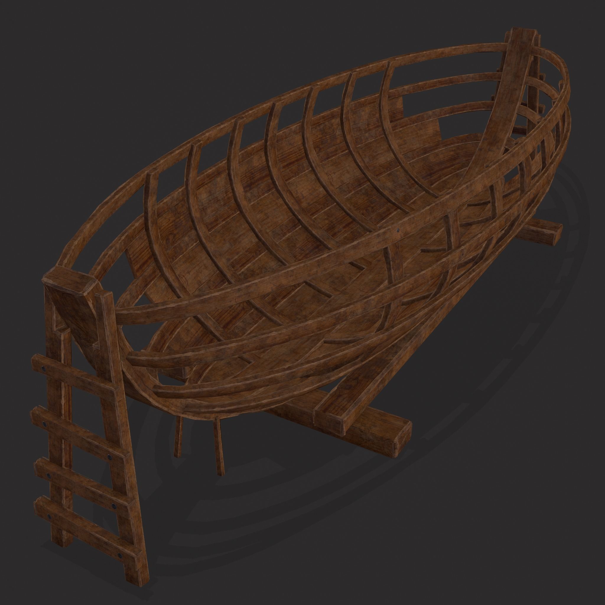 Half Built Viking Boat Low-poly 3D model_15