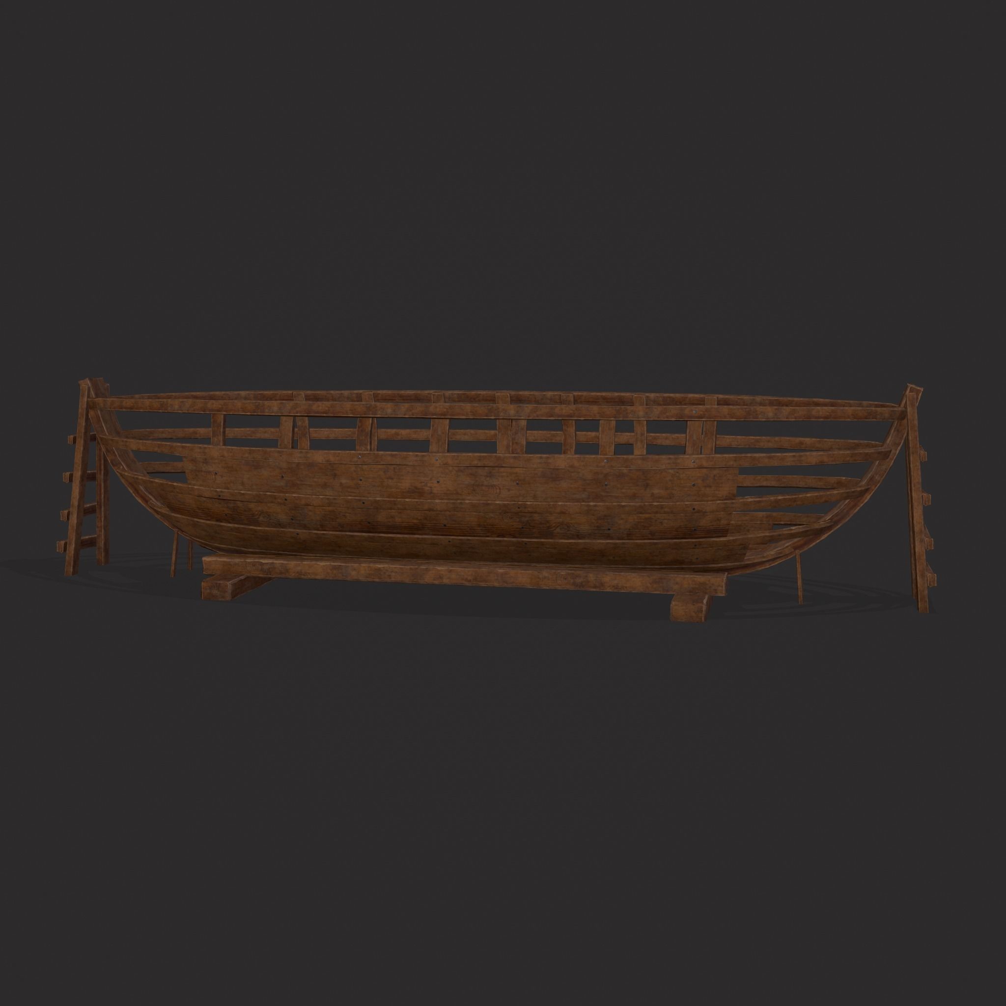 Half Built Viking Boat Low-poly 3D model_3