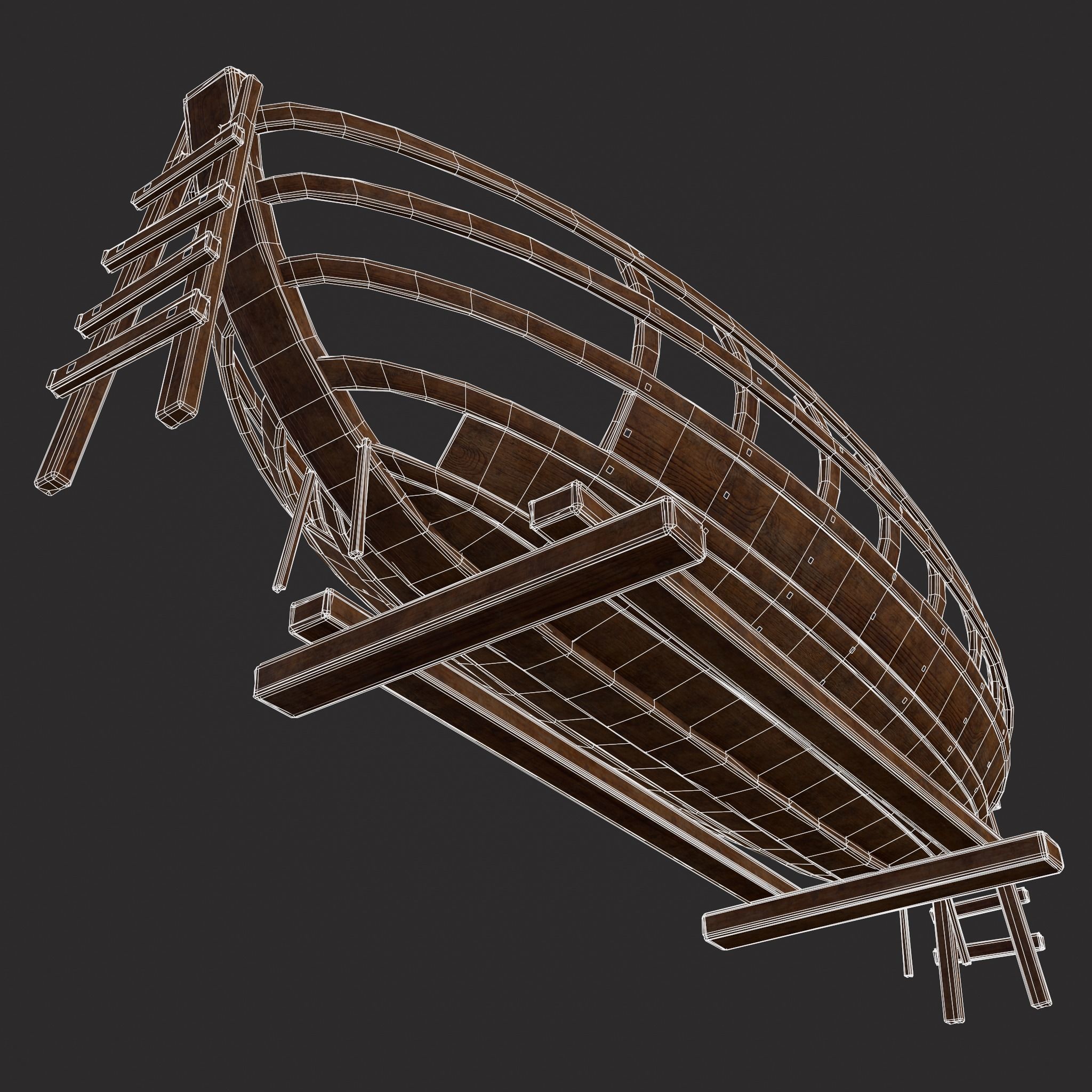Half Built Viking Boat Low-poly 3D model_12