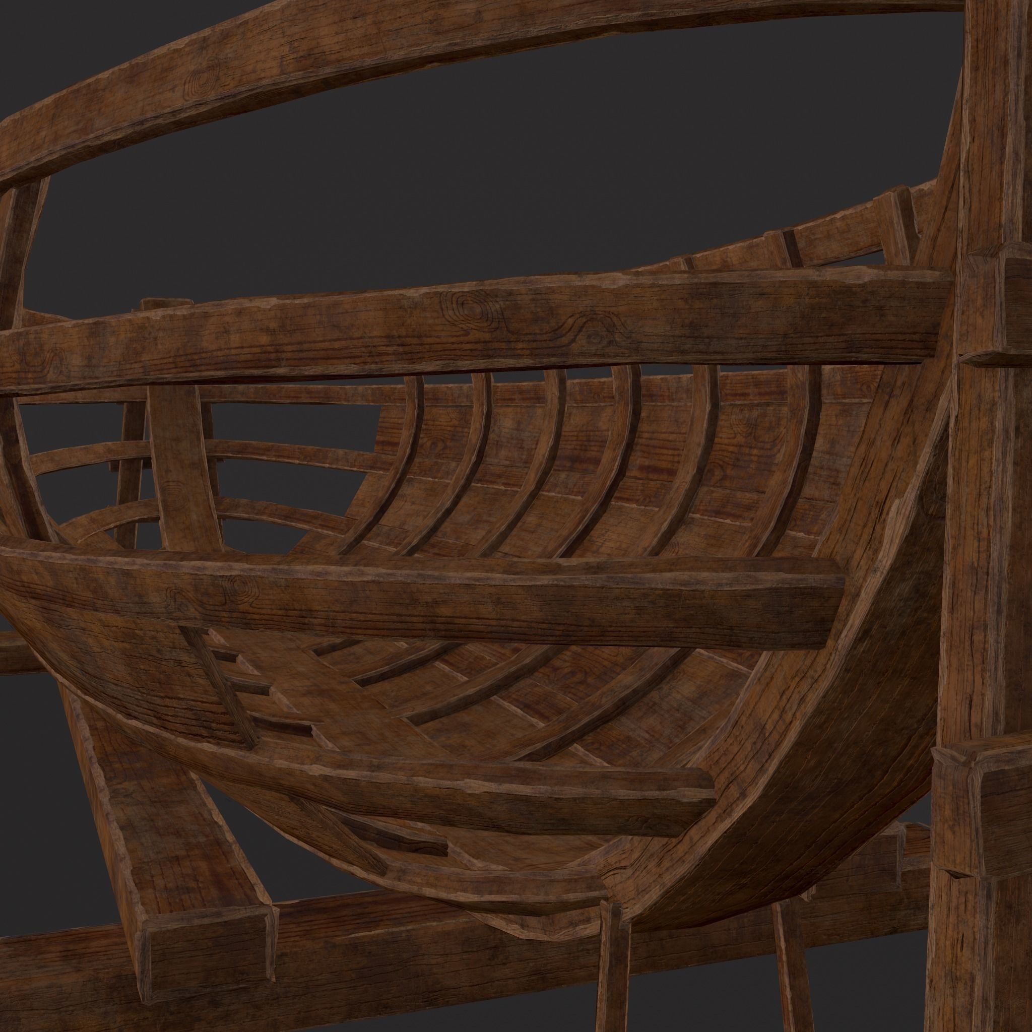 Half Built Viking Boat Low-poly 3D model_17