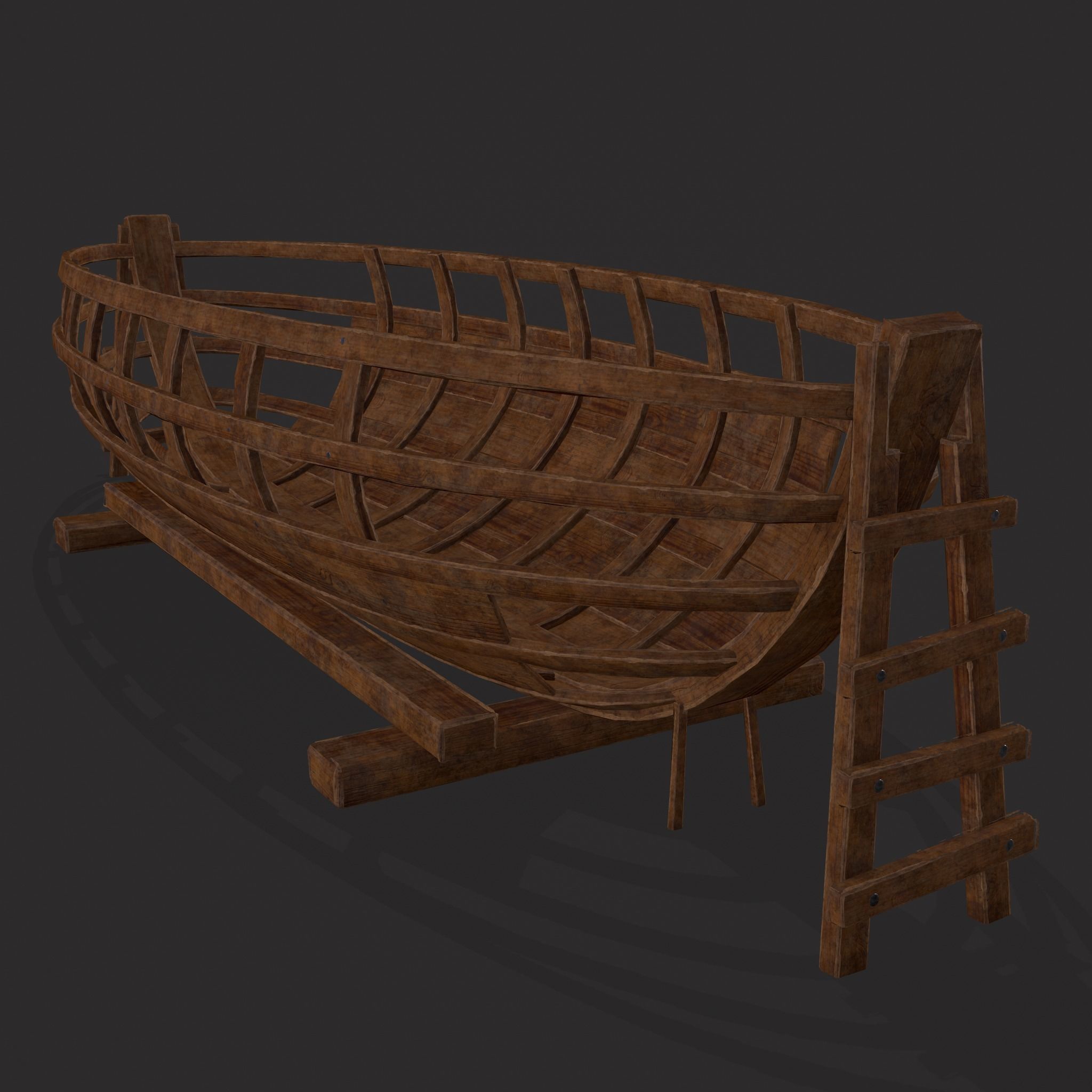 Half Built Viking Boat Low-poly 3D model_19