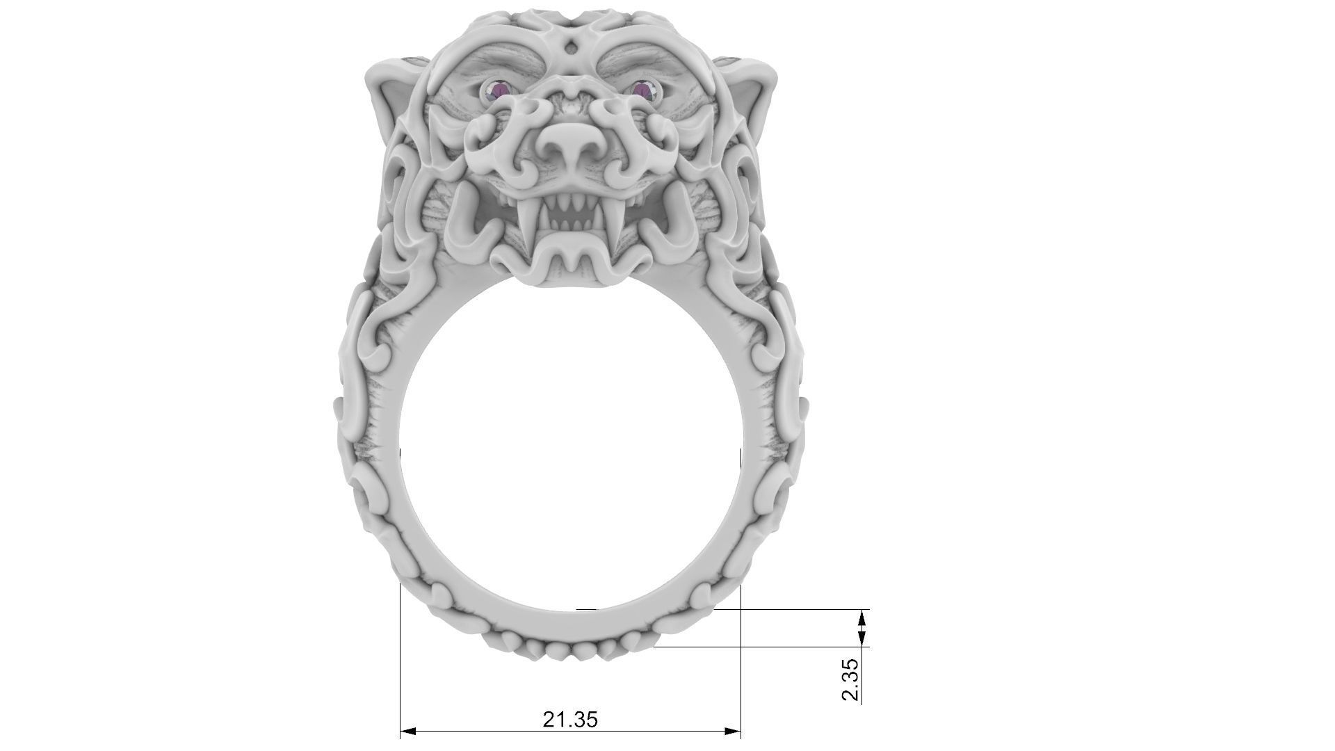 Tiger Ring 3D print model_3