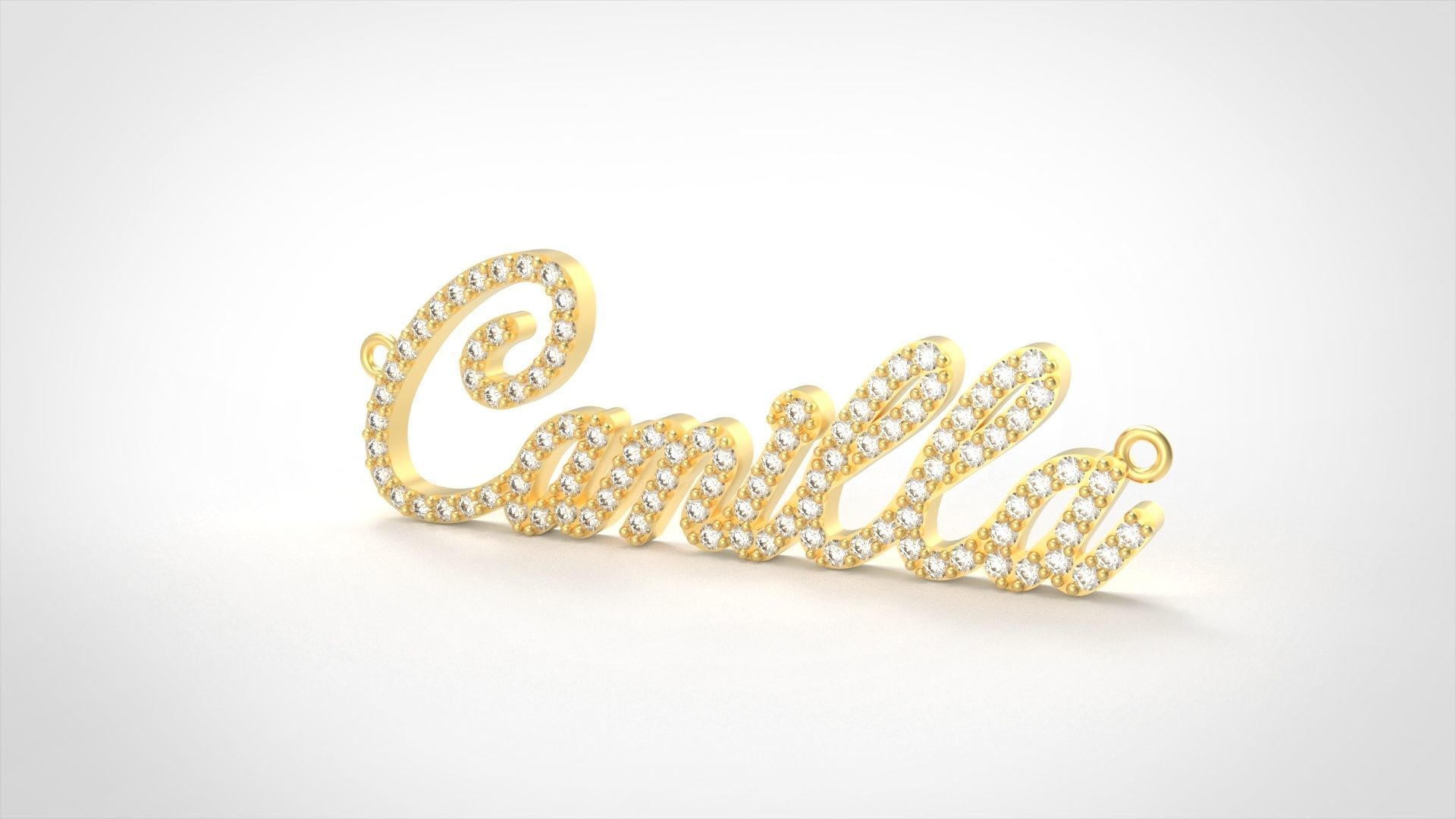 Model 712 Camilla Name Diamond Pendant 3D print model_2