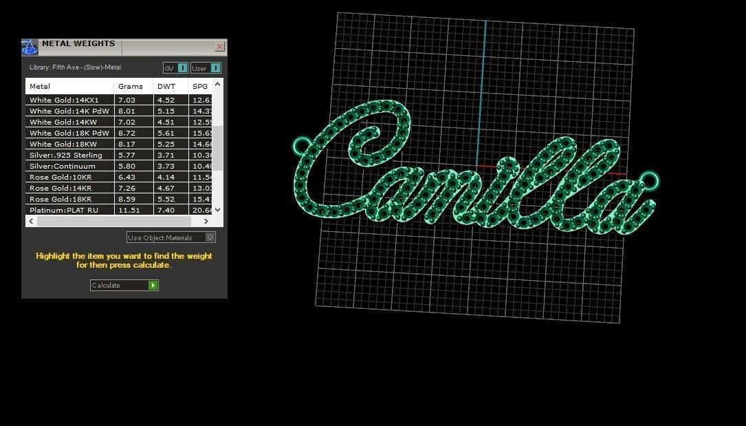 Model 712 Camilla Name Diamond Pendant 3D print model_13
