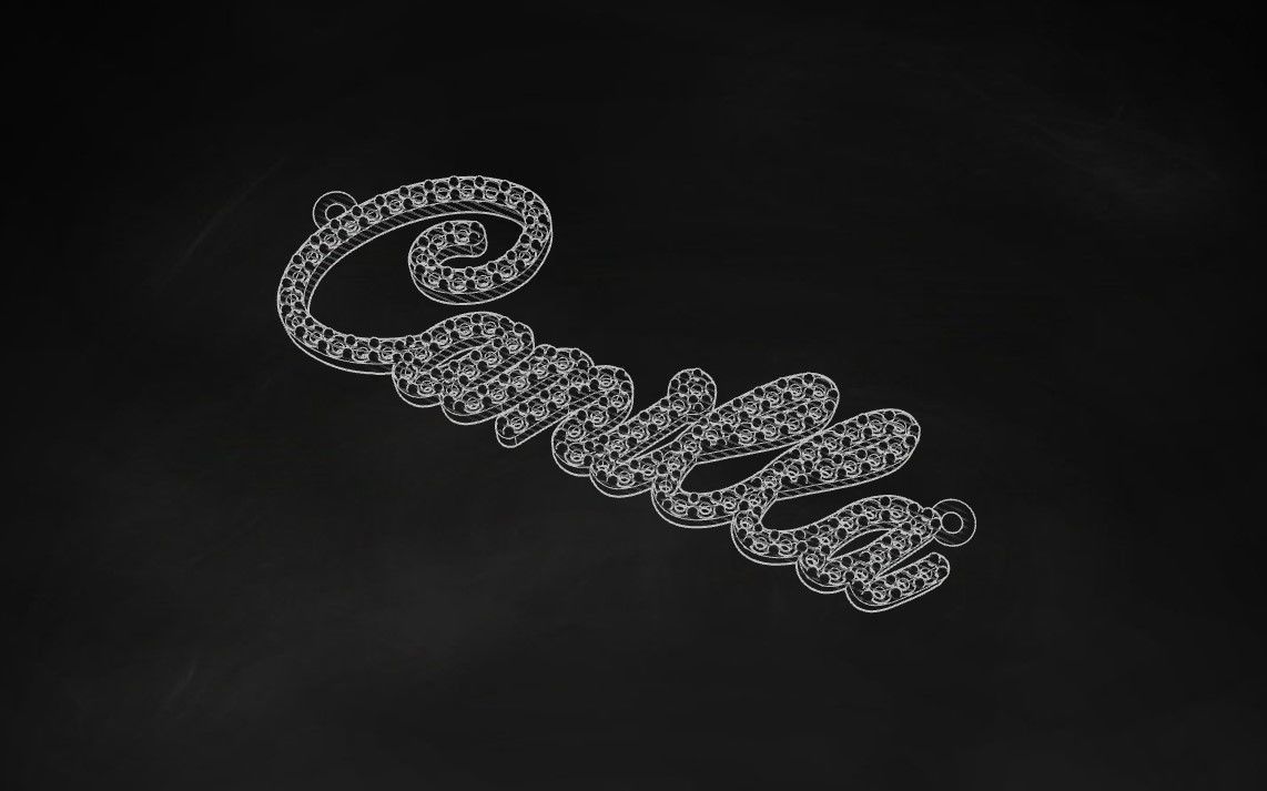 Model 712 Camilla Name Diamond Pendant 3D print model_10