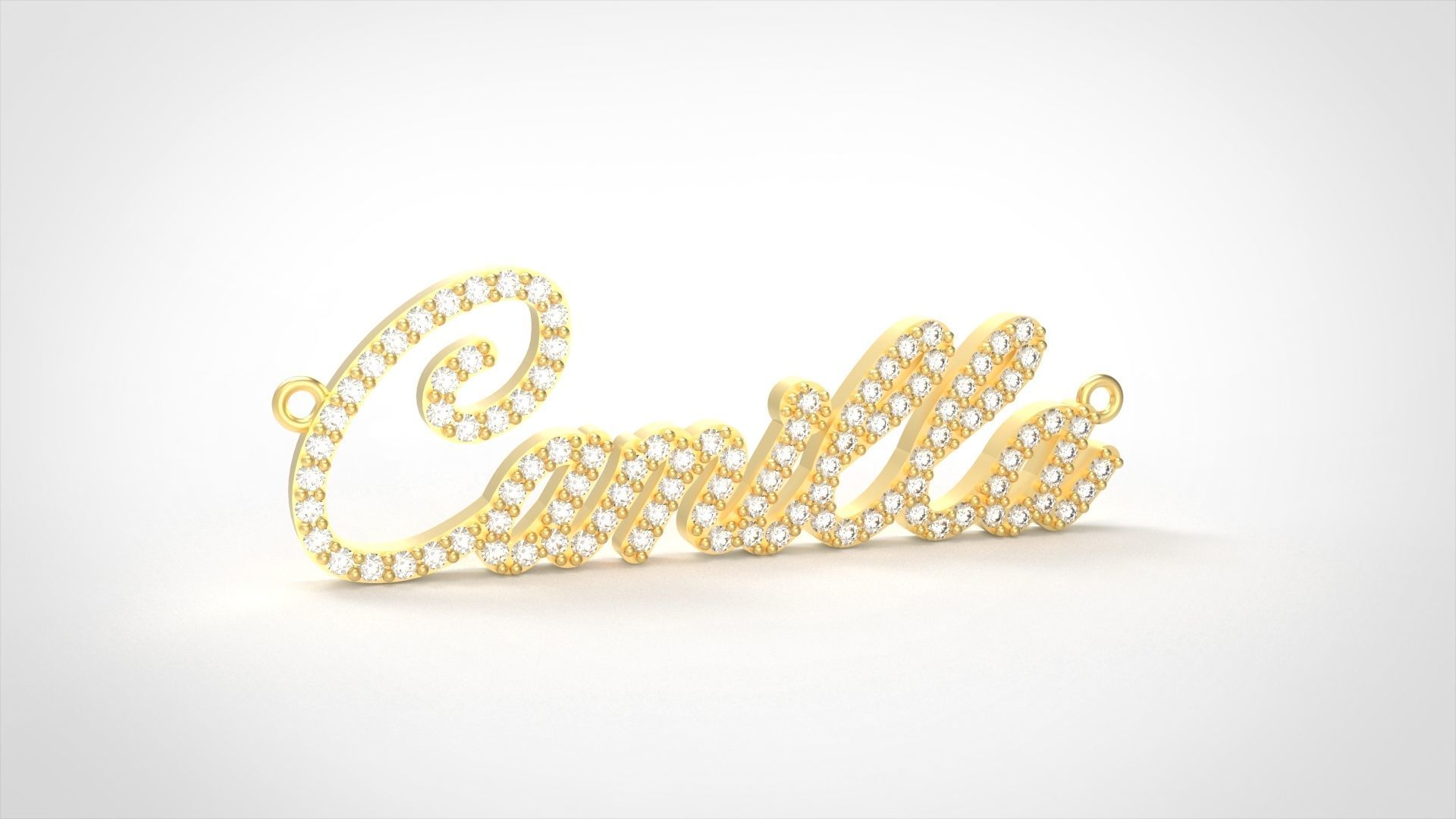 Model 712 Camilla Name Diamond Pendant 3D print model_1
