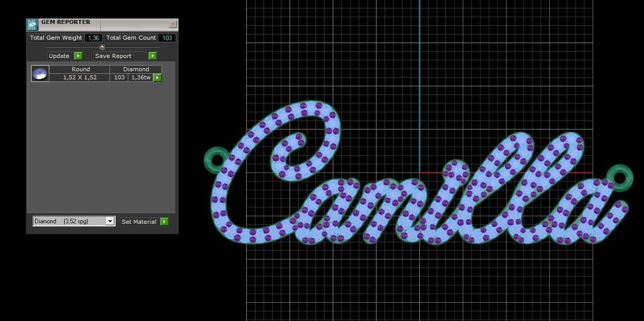 Model 712 Camilla Name Diamond Pendant 3D print model_11