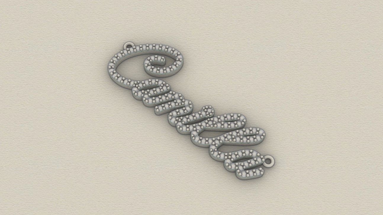 Model 712 Camilla Name Diamond Pendant 3D print model_9