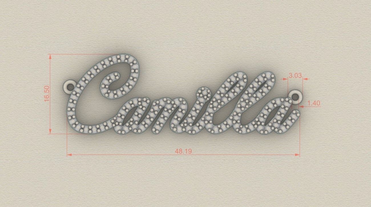 Model 712 Camilla Name Diamond Pendant 3D print model_6